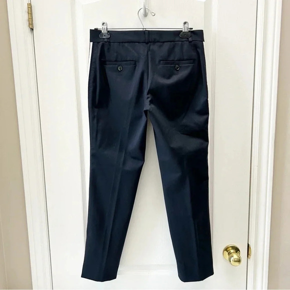 Banana Republic Avery Straight Fit Ankle Pants Side Stripes Cropped Navy Blue 0 - Picture 3 of 14